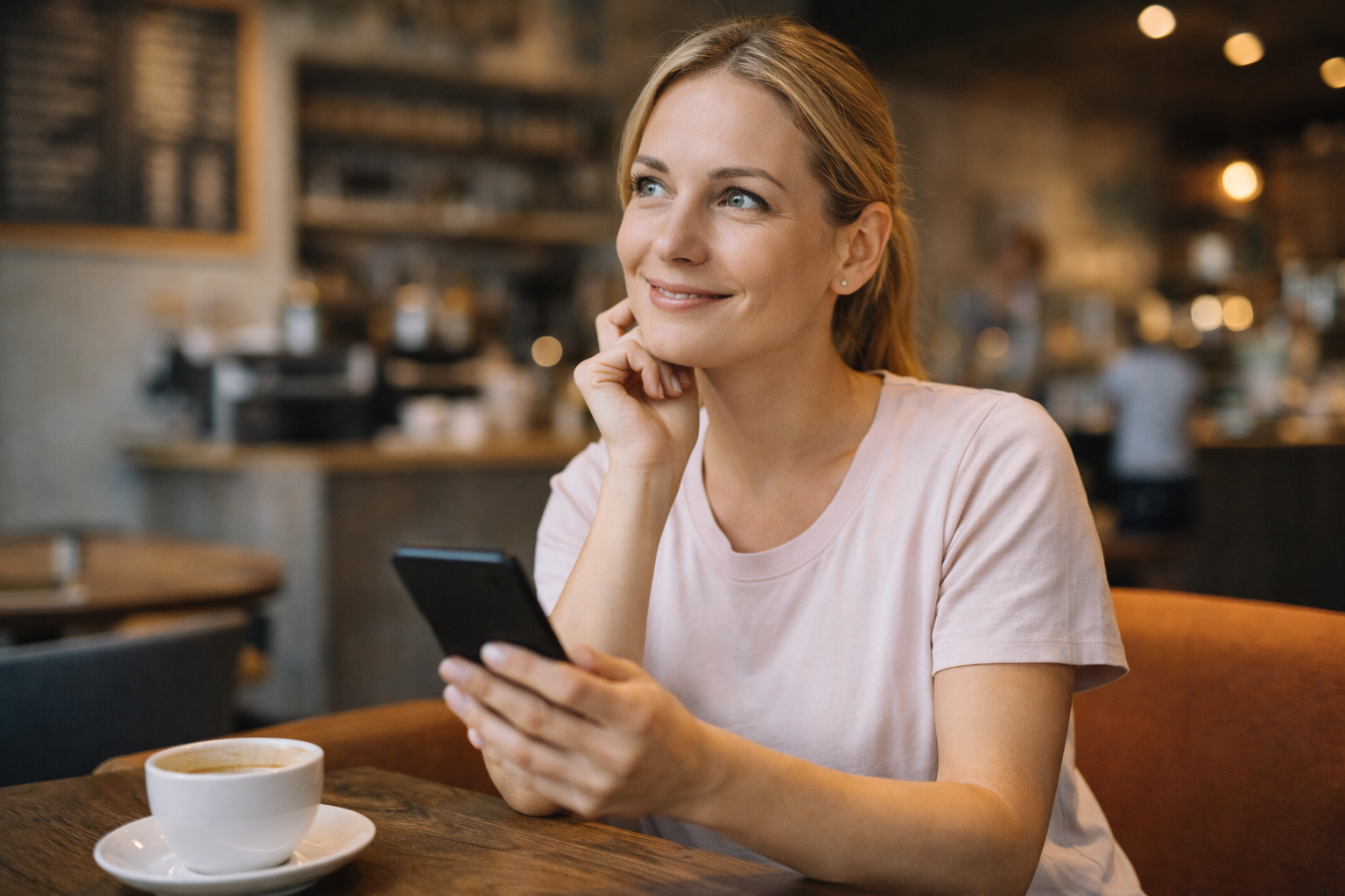 Consumidora en un café